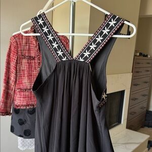 cupcakes & cashmere Black Mini Dress with Embroidered Straps